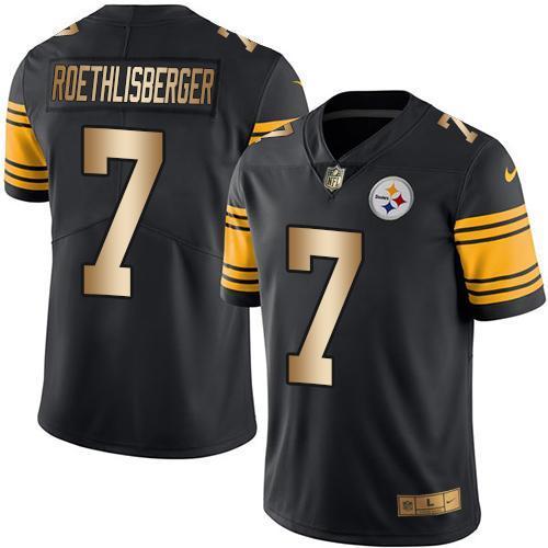 Nike Pittsburgh Steelers #7 Ben Roethlisberger Black Stitched NFL Limited Gold Rush Jersey