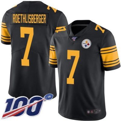 Nike Pittsburgh Steelers #7 Ben Roethlisberger Black Stitched NFL Limited Rush 100th Season Jersey