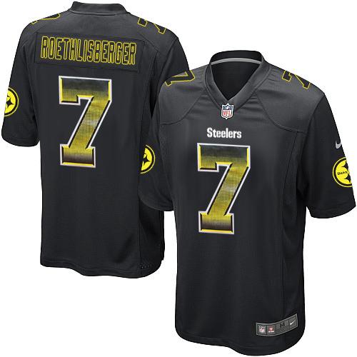 Nike Pittsburgh Steelers #7 Ben Roethlisberger Black Team Color Stitched NFL Limited Strobe Jersey