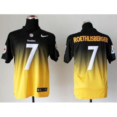 Nike Pittsburgh Steelers #7 Ben Roethlisberger Black/Gold Stitched NFL Elite Fadeaway Fashion Jersey