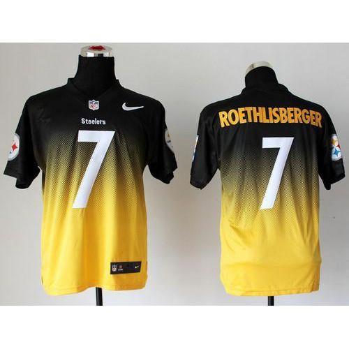 Nike Pittsburgh Steelers #7 Ben Roethlisberger Black/Gold Stitched NFL Elite Fadeaway Fashion Jersey