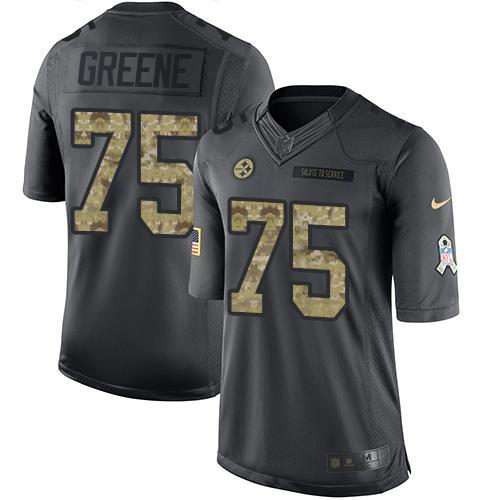 Nike Pittsburgh Steelers #75 Joe Greene Black Stitched NFL Limited 2016 Salute to Service Jersey