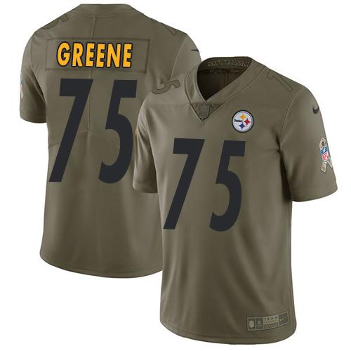 Nike Pittsburgh Steelers #75 Joe Greene Olive Stitched NFL Limited 2017 Salute to Service Jersey
