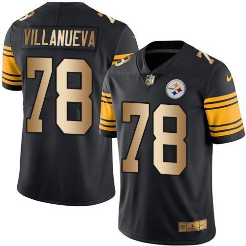 Nike Pittsburgh Steelers #78 Alejandro Villanueva Black Stitched NFL Limited Gold Rush Jersey