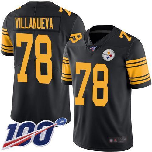 Nike Pittsburgh Steelers #78 Alejandro Villanueva Black Stitched NFL Limited Rush 100th Season Jersey