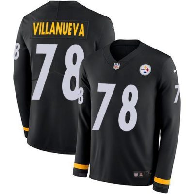 Nike Pittsburgh Steelers #78 Alejandro Villanueva Black Team Color Stitched NFL Limited Therma Long Sleeve Jersey
