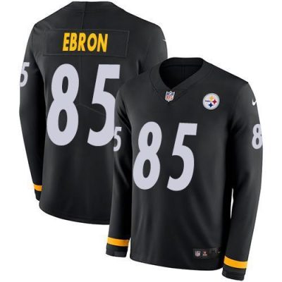 Nike Pittsburgh Steelers #85 Eric Ebron Black Team Color Stitched NFL Limited Therma Long Sleeve Jersey