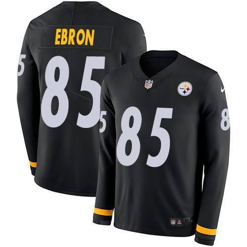 Nike Pittsburgh Steelers #85 Eric Ebron Black Team Color Stitched NFL Limited Therma Long Sleeve Jersey