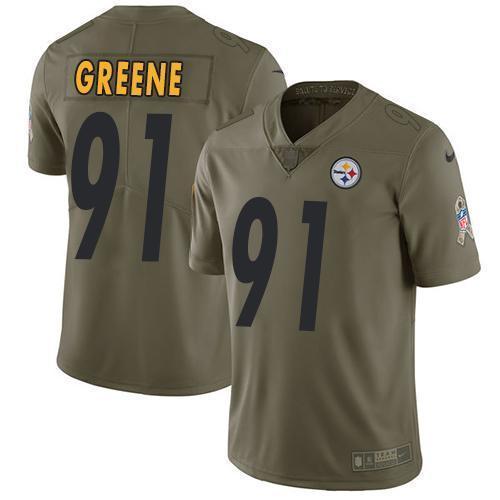 Nike Pittsburgh Steelers #91 Kevin Greene Olive Stitched NFL Limited 2017 Salute to Service Jersey