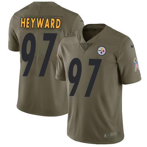 Nike Pittsburgh Steelers #97 Cameron Heyward Olive Stitched NFL Limited 2017 Salute to Service Jersey