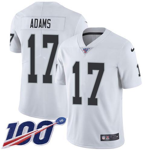 Nike Raiders #17 Davante Adams White Stitched NFL 100th Season Vapor Limited Jersey