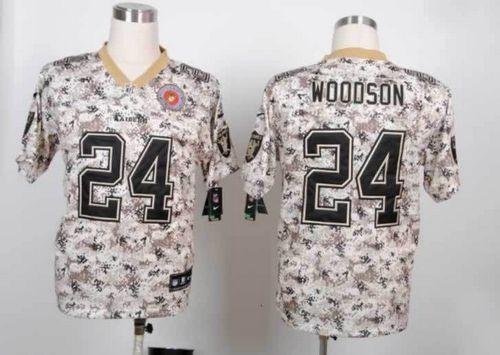 Nike Raiders #24 Charles Woodson Camo Stitched NFL Elite USMC Jersey