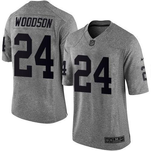 Nike Raiders #24 Charles Woodson Gray Stitched NFL Limited Gridiron Gray Jersey