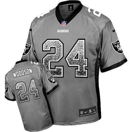 Nike Raiders #24 Charles Woodson Grey Stitched NFL Elite Drift Fashion Jersey