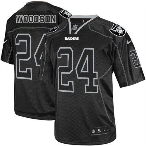 Nike Raiders #24 Charles Woodson Lights Out Black Stitched NFL Elite Jersey