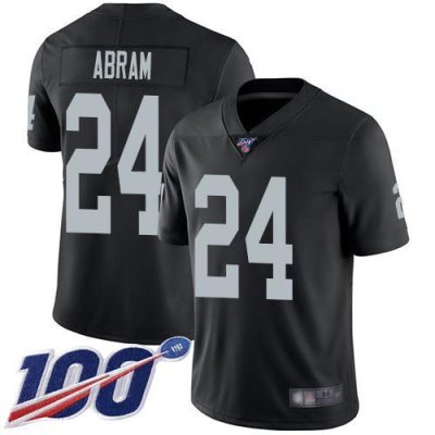 Nike Raiders #24 Johnathan Abram Black Team Color Stitched NFL 100th Season Vapor Limited Jersey
