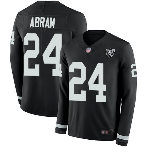 Nike Raiders #24 Johnathan Abram Black Team Color Stitched NFL Limited Therma Long Sleeve Jersey