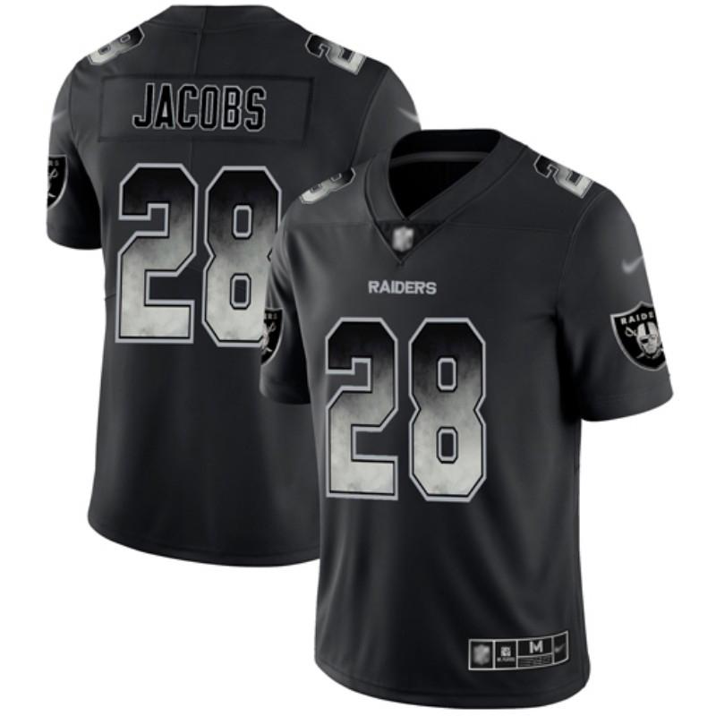 Nike Raiders #28 Josh Jacobs Black Stitched NFL Vapor Untouchable Limited Smoke Fashion Jersey