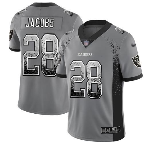 Nike Raiders #28 Josh Jacobs Gray Stitched NFL Limited Rush Drift Fashion Jersey
