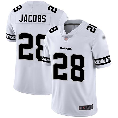 Nike Raiders #28 Josh Jacobs White Stitched NFL Limited Team Logo Fashion Jersey
