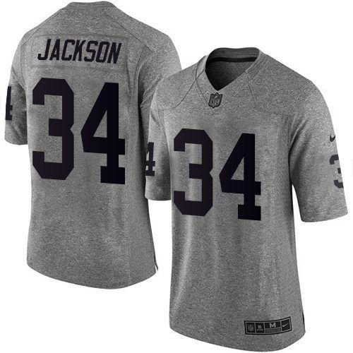 Nike Raiders #34 Bo Jackson Gray Stitched NFL Limited Gridiron Gray Jersey