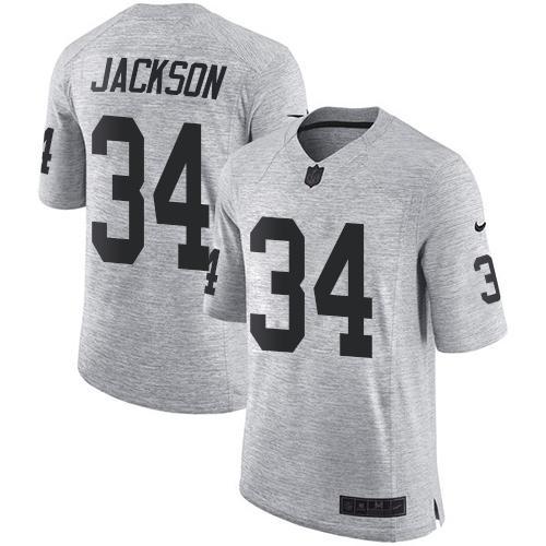 Nike Raiders #34 Bo Jackson Gray Stitched NFL Limited Gridiron Gray II Jersey