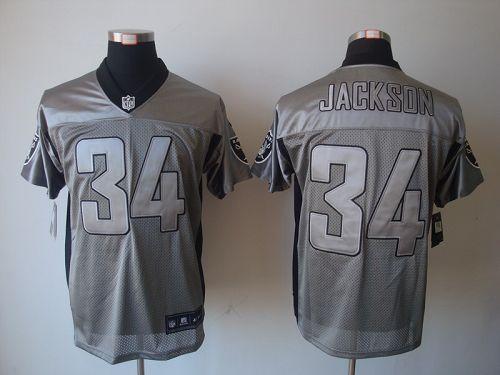 Nike Raiders #34 Bo Jackson Grey Shadow Stitched NFL Elite Jersey