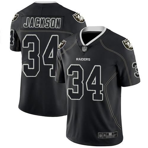 Nike Raiders #34 Bo Jackson Lights Out Black Stitched NFL Limited Rush Jersey