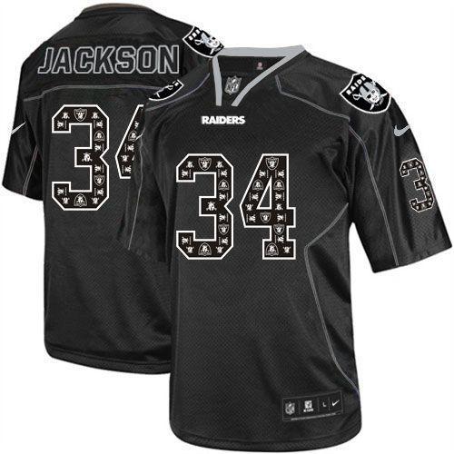 Nike Raiders #34 Bo Jackson New Lights Out Black Stitched NFL Elite Jersey
