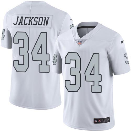 Nike Raiders #34 Bo Jackson White Stitched NFL Limited Rush Jersey