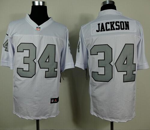 Nike Raiders #34 Bo Jackson White Silver No. Stitched NFL Elite Jersey