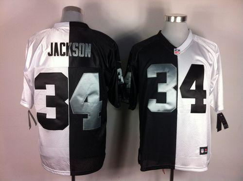 Nike Raiders #34 Bo Jackson White/Black Stitched NFL Elite Split Jersey