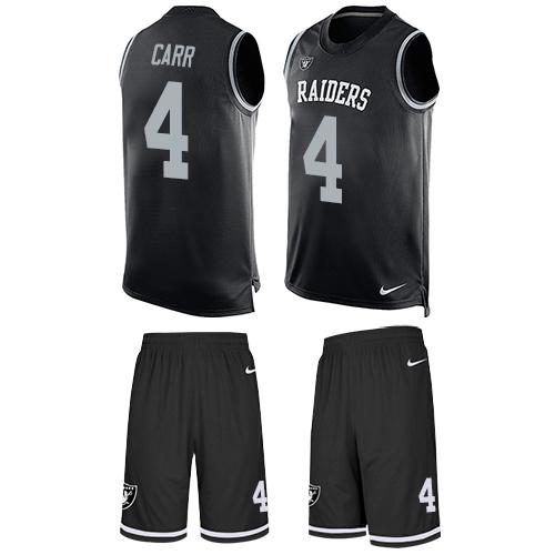 Nike Raiders #4 Derek Carr Black Team Color Stitched NFL Limited Tank Top Suit Jersey