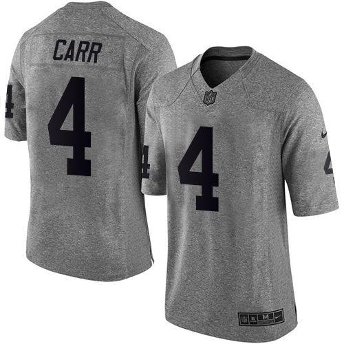 Nike Raiders #4 Derek Carr Gray Stitched NFL Limited Gridiron Gray Jersey
