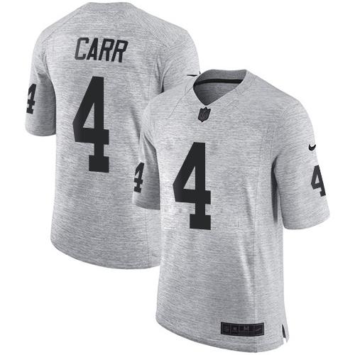 Nike Raiders #4 Derek Carr Gray Stitched NFL Limited Gridiron Gray II Jersey