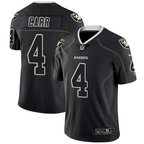 Nike Raiders #4 Derek Carr Lights Out Black Stitched NFL Limited Rush Jersey