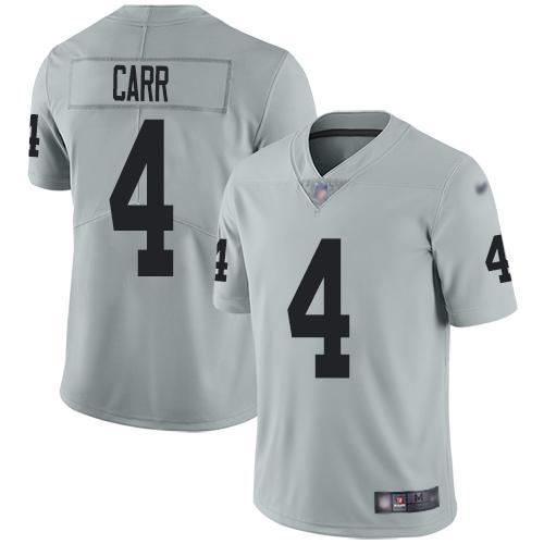 Nike Raiders #4 Derek Carr Silver Stitched NFL Limited Inverted Legend Jersey