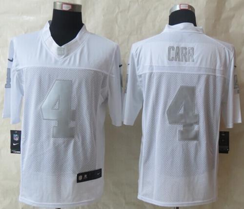 Nike Raiders #4 Derek Carr White Stitched NFL Limited Platinum Jersey