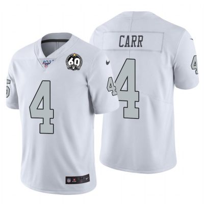 Nike Raiders #4 Derek Carr White 60th Anniversary Patch Stitched NFL 100 Limited Color Rush Jersey
