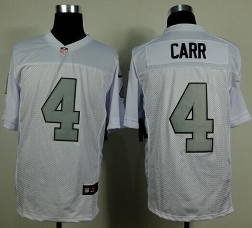 Nike Raiders #4 Derek Carr White Silver No. Stitched NFL Elite Jersey