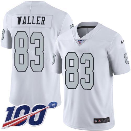 Nike Raiders #83 Darren Waller White Stitched NFL Limited Rush 100th Season Jersey