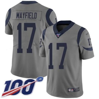 Nike Rams #17 Baker Mayfield Gray Stitched NFL Limited Inverted Legend 100th Season Jersey