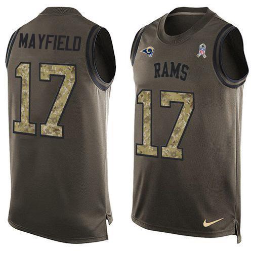 Nike Rams #17 Baker Mayfield Green Stitched NFL Limited Salute To Service Tank Top Jersey
