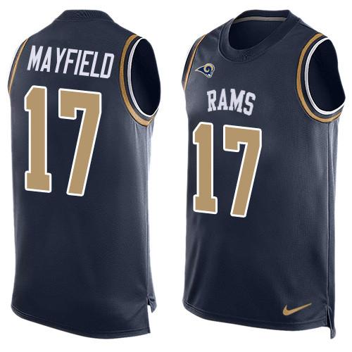 Nike Rams #17 Baker Mayfield Navy Blue Team Color Stitched NFL Limited Tank Top Jersey