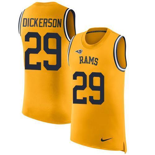 Nike Rams #29 Eric Dickerson Gold Stitched NFL Limited Rush Tank Top Jersey
