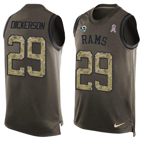 Nike Rams #29 Eric Dickerson Green Stitched NFL Limited Salute To Service Tank Top Jersey