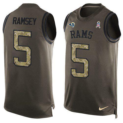 Nike Rams #5 Jalen Ramsey Green Stitched NFL Limited Salute To Service Tank Top Jersey