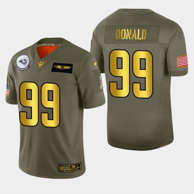 Nike Rams #99 Aaron Donald Olive Gold 2019 Salute To Service NFL 100 Limited Jersey