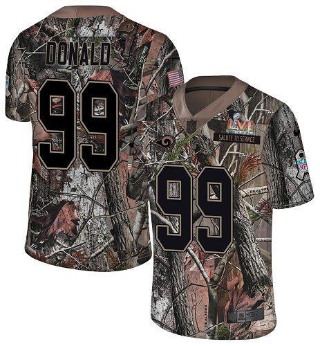 Nike Rams #99 Aaron Donald Camo Super Bowl LVI Patch Stitched NFL Limited Rush Realtree Jersey