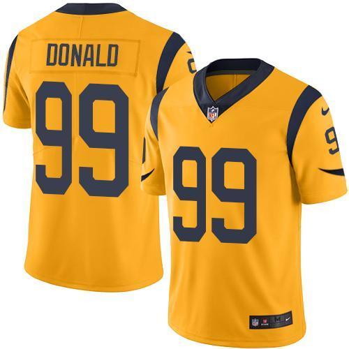 Nike Rams #99 Aaron Donald Gold Stitched NFL Limited Rush Jersey
